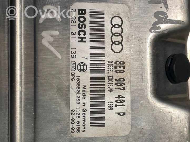 Audi A4 S4 B6 8E 8H Unité de commande, module ECU de moteur 8E0907401P