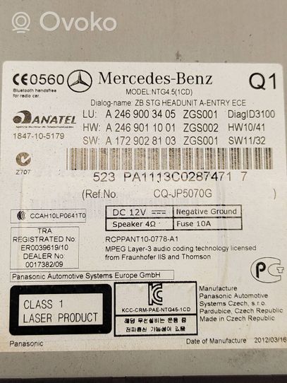 Mercedes-Benz B W246 W242 Radio/CD/DVD/GPS-pääyksikkö A2469003405