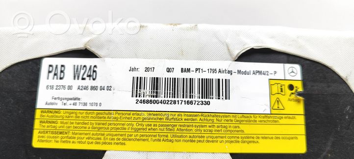 Mercedes-Benz B W246 W242 Poduszka powietrzna Airbag pasażera A2468600402