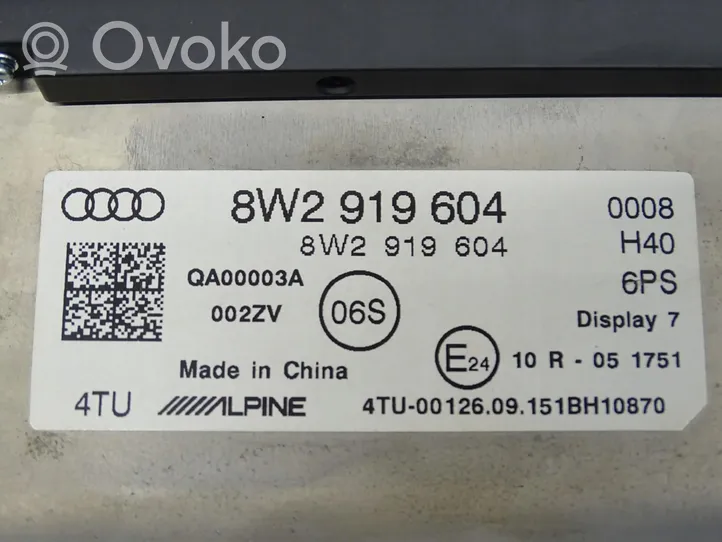 Audi A4 S4 B9 8W Monitori/näyttö/pieni näyttö 8W2919604