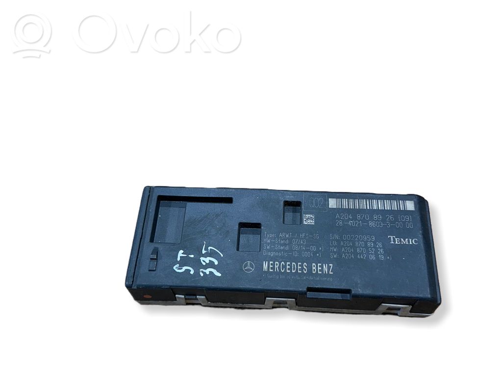Mercedes-Benz C W204 Sterownik / Moduł elektrycznej klapy tylnej / bagażnika 