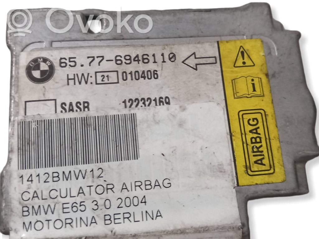 BMW 7 E65 E66 Unitate/modul de comandă airbaguri 