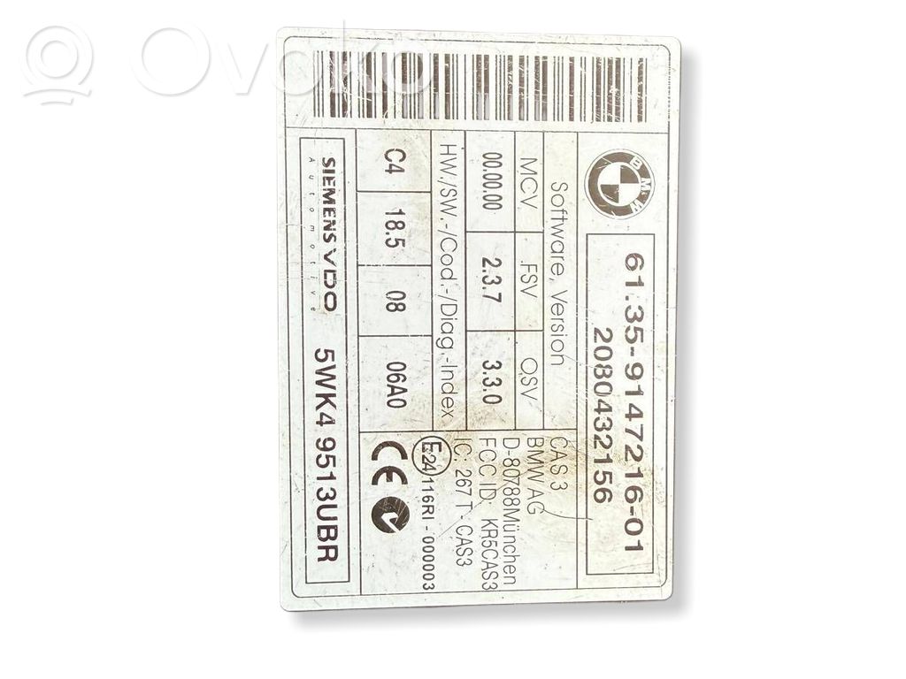 BMW 5 E60 E61 CAS valdymo blokas/ modulis 