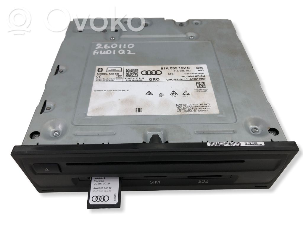 Audi Q2 - Navigation unit CD/DVD player 