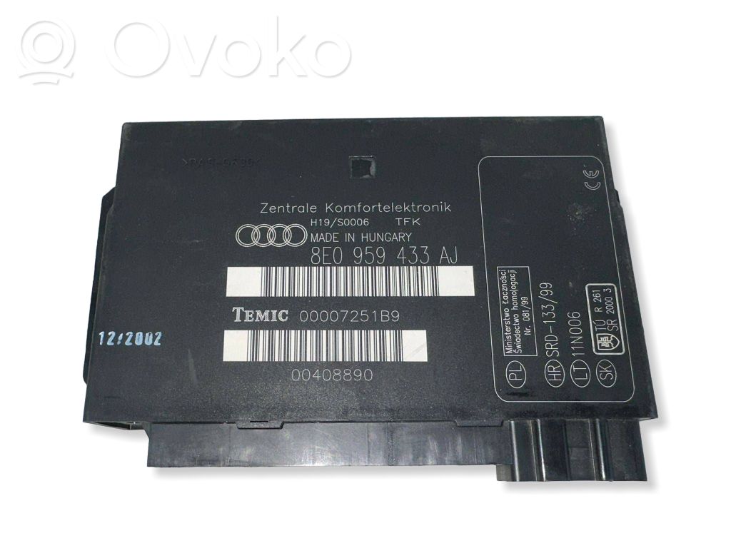 Moduł / Sterownik komfortu   8E0959433AJ,00007251B9,00408890