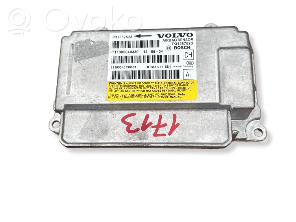Volvo V60 Unitate/modul de comandă airbaguri 