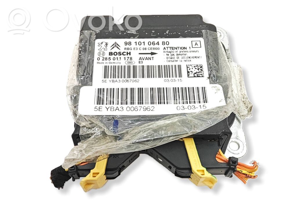 Sterownik / Moduł Airbag   9810106480,YBA30067962,0285011178