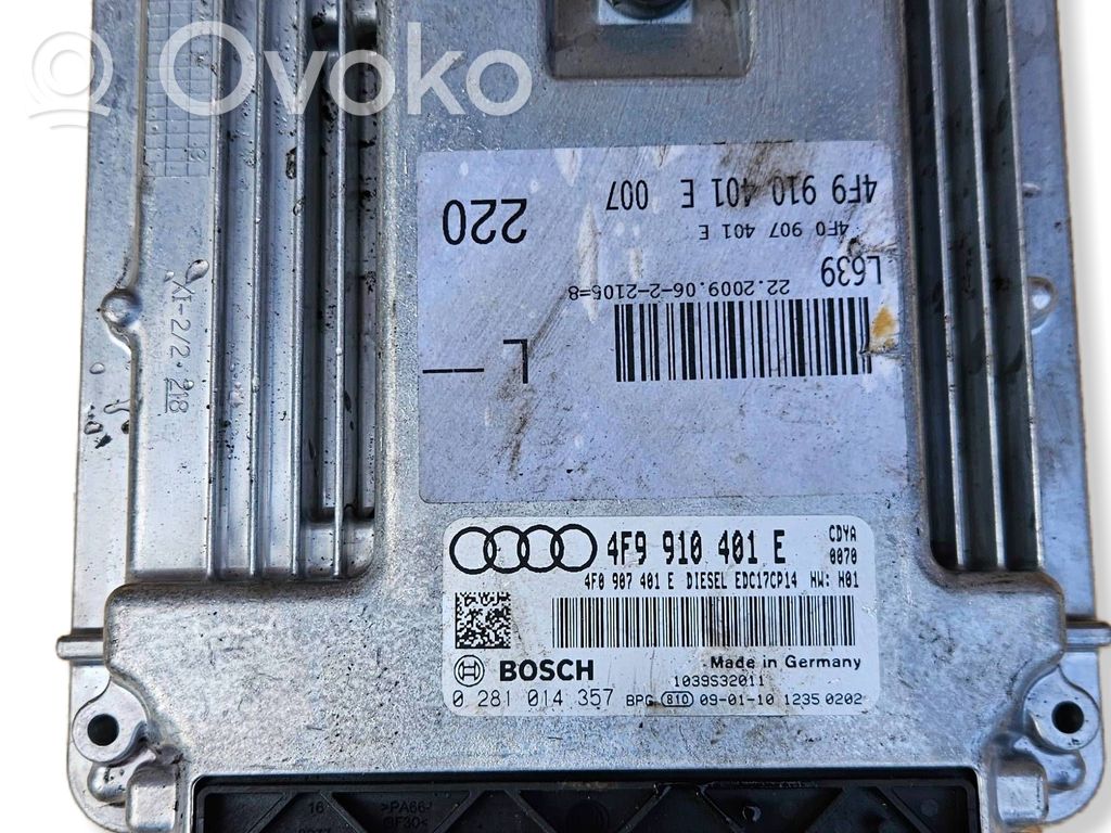 Engine control unit/module   4F9910401E,0281014357,4F0907401E