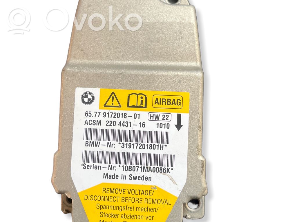 Module de contrôle airbag   9172018,31917201801H,220443116