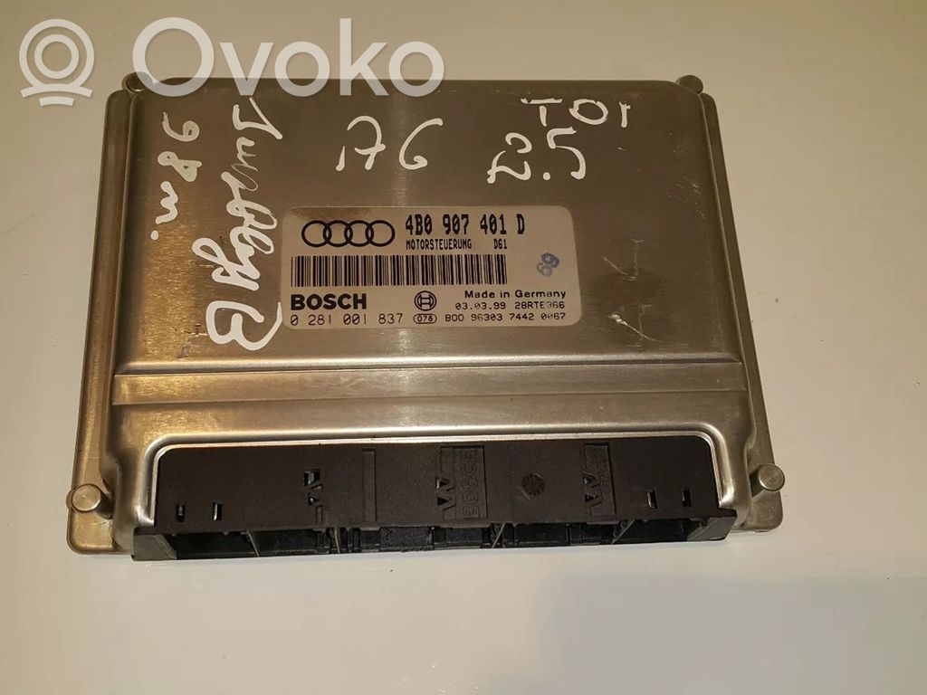 Engine control unit/module   4B0907401D,0281001837,4B0907401