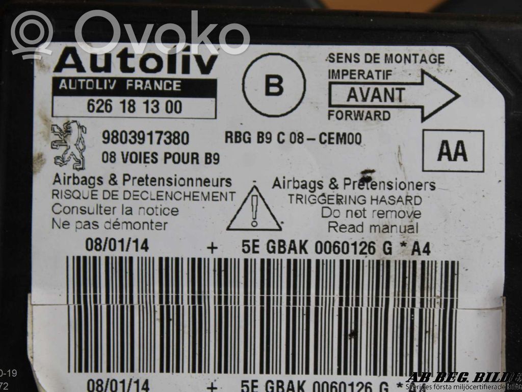 Airbag control unit/module   9803917380