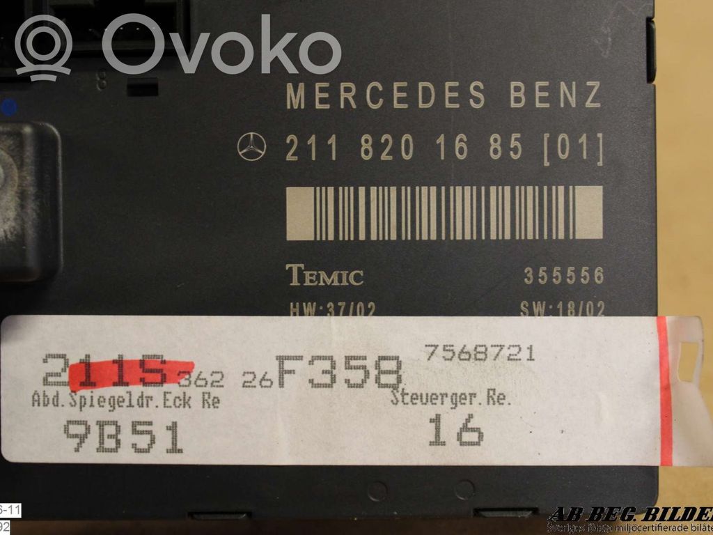 Mercedes-Benz E W211 Sterownik / Moduł drzwi 