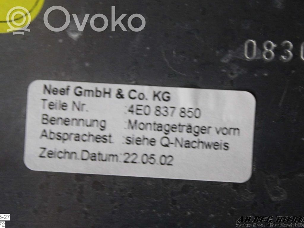 Audi A8 S8 D3 4E Etuikkunan nostomekanismi ilman moottoria 