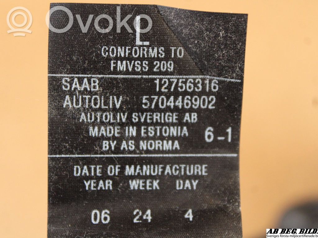 Saab 9-5 Sicherheitsgurt hinten 