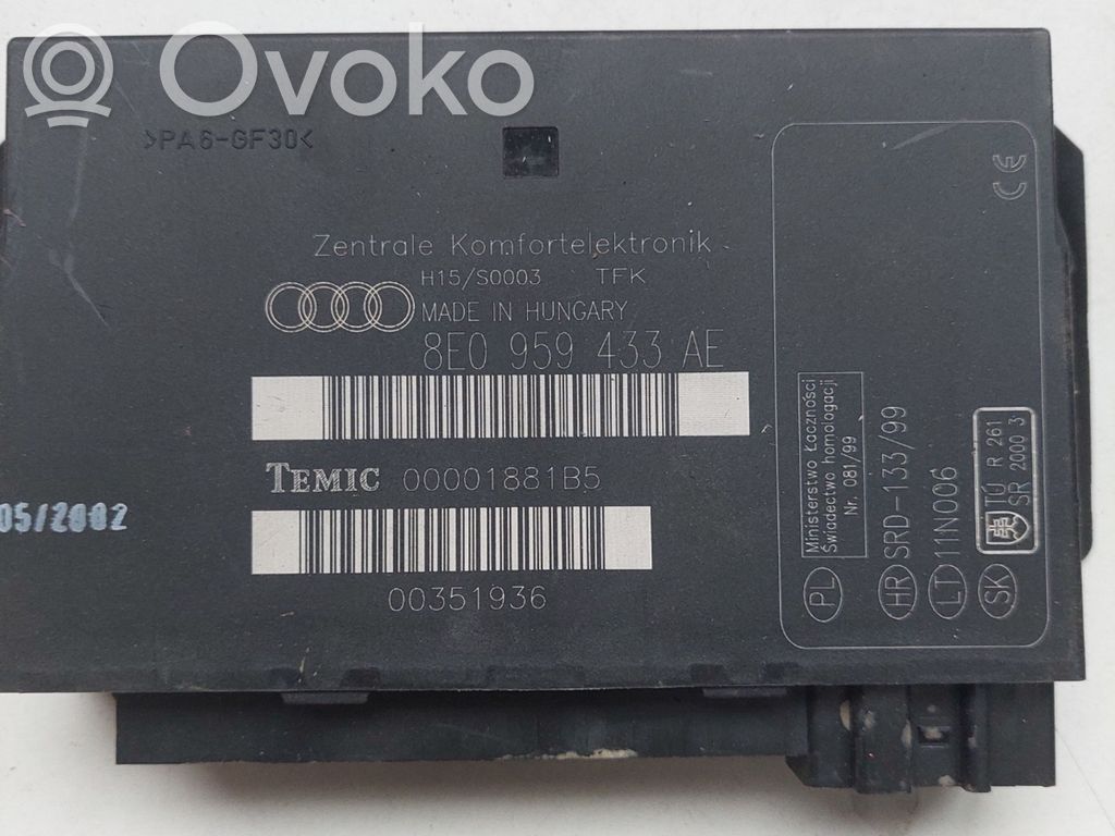 Audi A4 S4 B8 8K Mukavuusmoduuli 