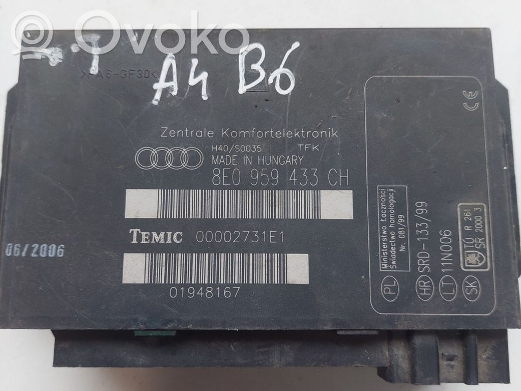 Audi A4 S4 B7 8E 8H Module confort 