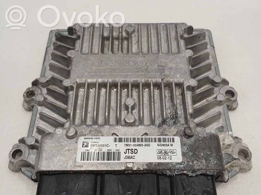 Engine control unit/module   7M5112A650ASD,5WS40551C,SID803AM
