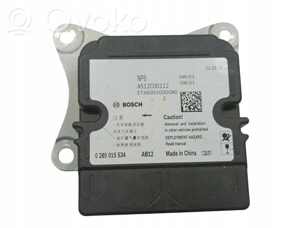 Sterownik / Moduł Airbag   0285015534,ET360010000A0