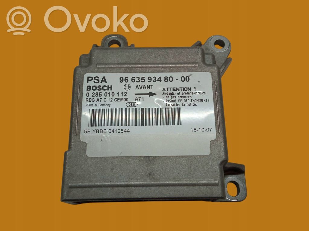 Peugeot 207 Unidad de control/módulo del Airbag 