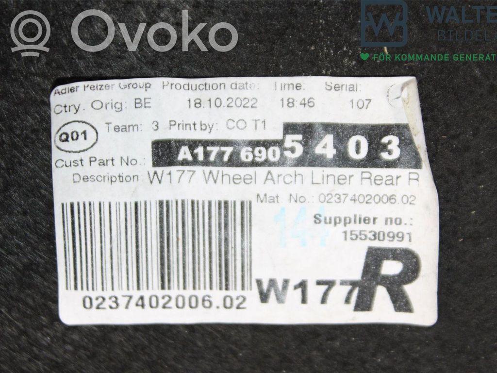 Mercedes-Benz A W177 Etupyörän sisälokasuojat
