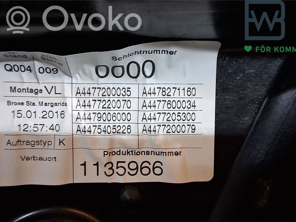 Mercedes-Benz Vito Viano W447 Fensterhebermechanismus ohne Motor Tür vorne 