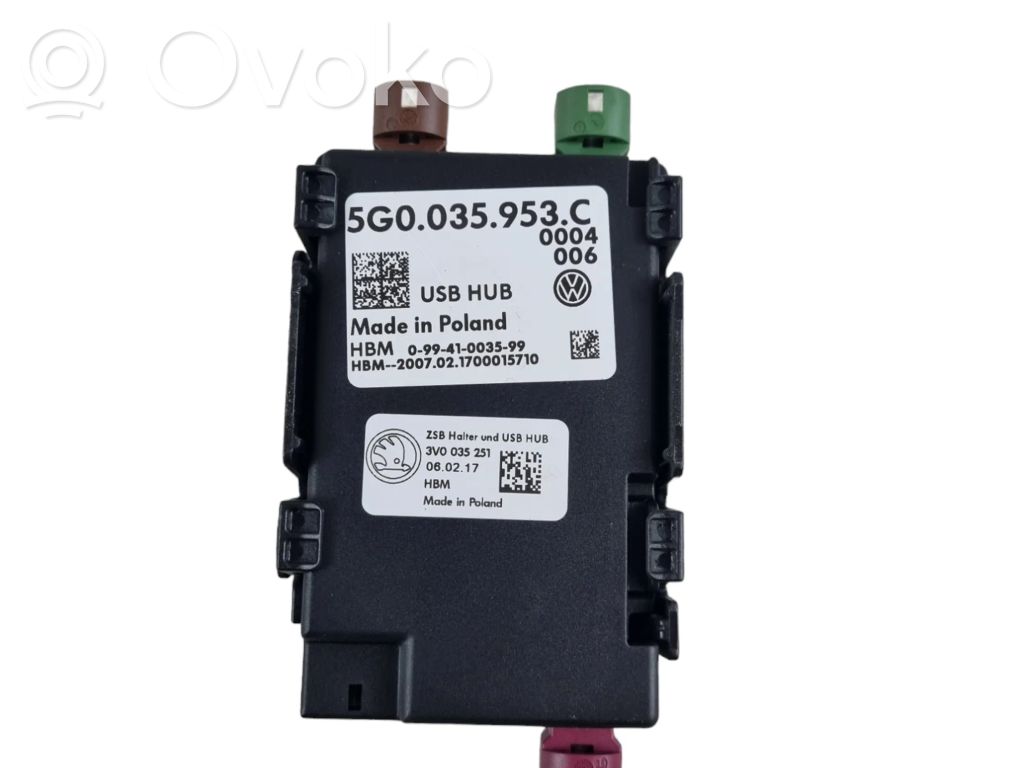 Skoda Superb B8 (3V) USB interface control unit module 