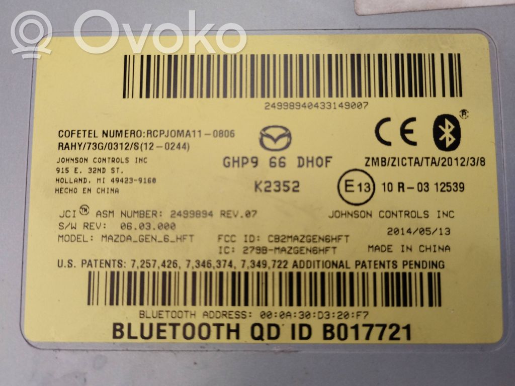 Bluetooth control unit module   494239160,10R0312539,GHP966DHOF,B017721,K2352