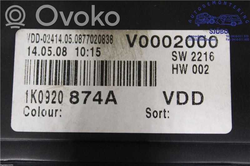 Volkswagen Golf V Vitezometru (grup de instrumente) 