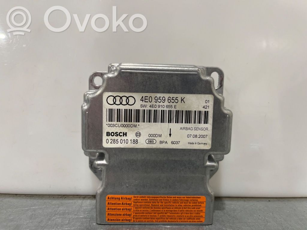Module de contrôle airbag   4E0959655K,4E0959655K,4E0959655K,0285010188,4E0959655K