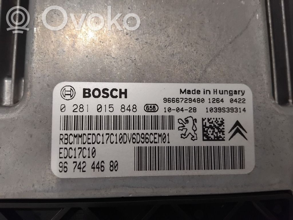 Engine control unit/module ECU   1944F7,9674244680,9674244680,0281015848,1944F7,9674244680
