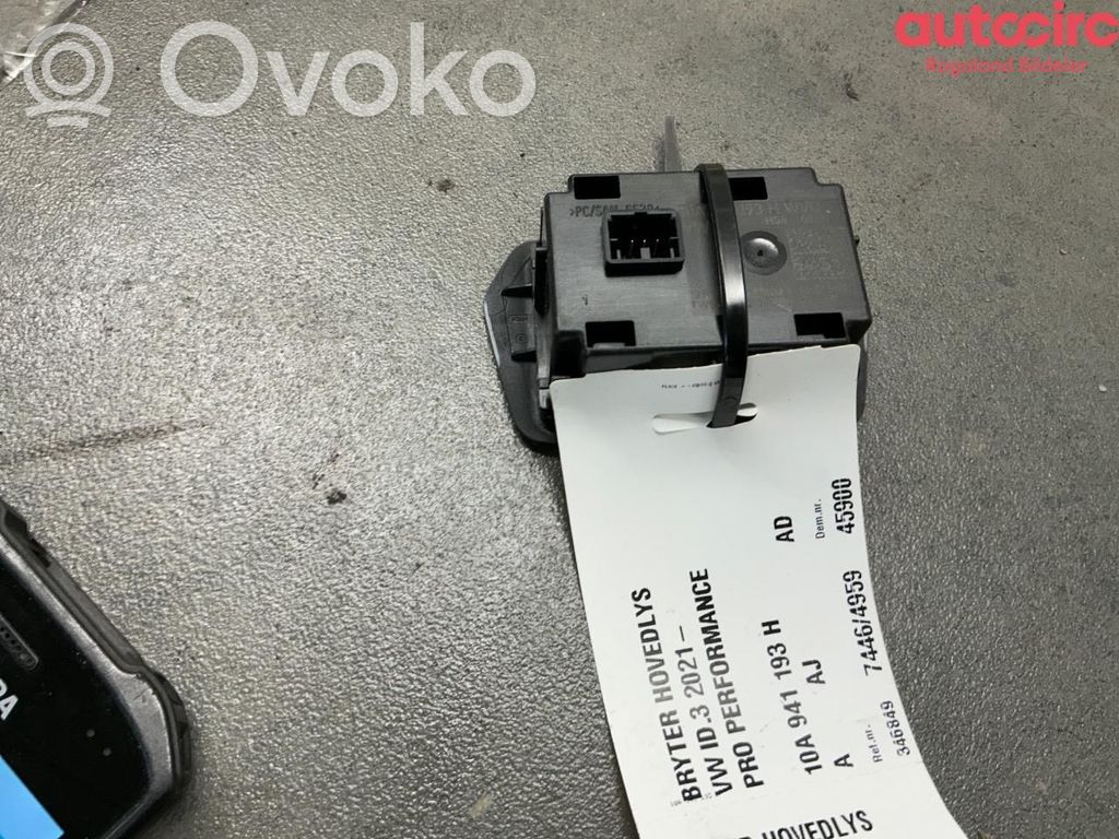 Volkswagen ID.3 Interrupteur d’éclairage 