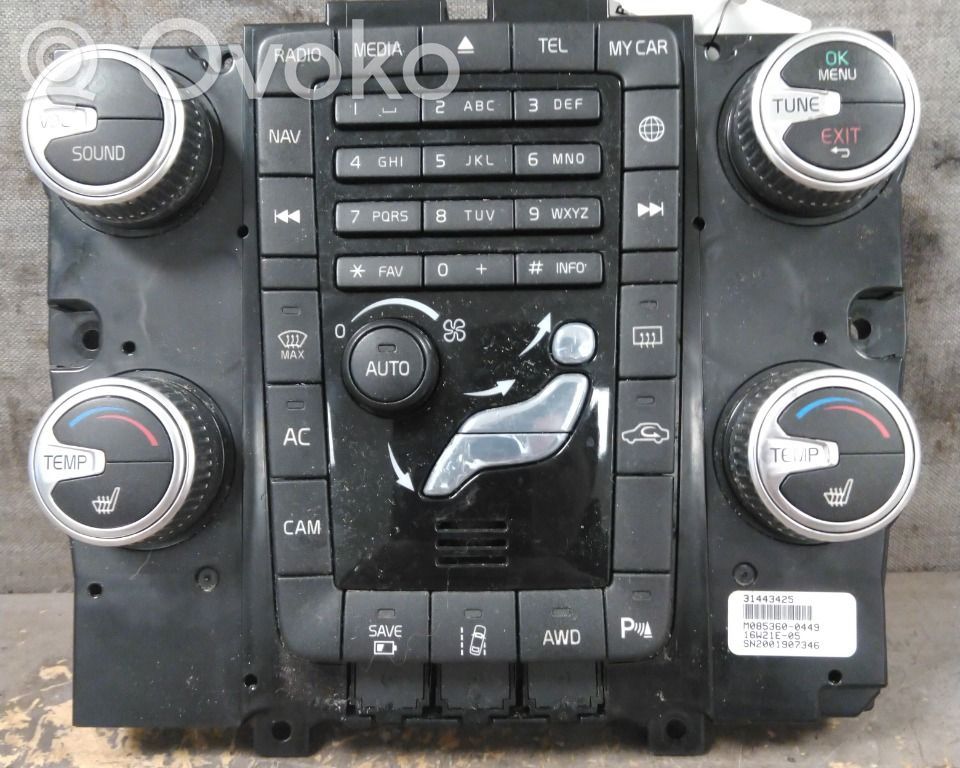 Console centrale, commande chauffage/clim   31443427,31443427