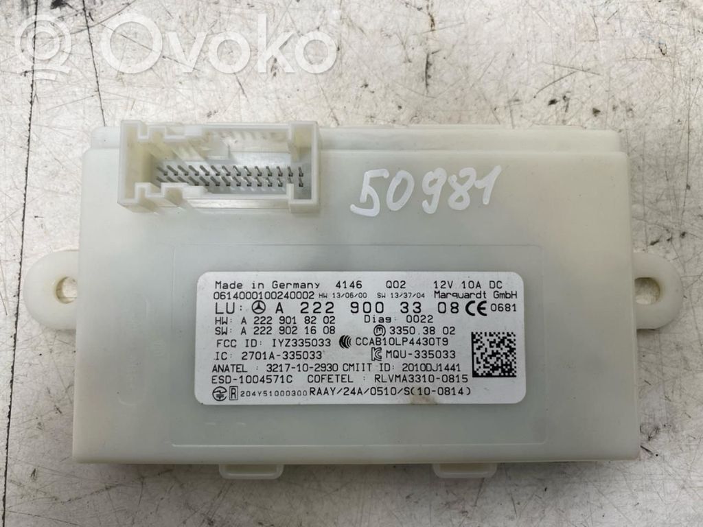 Mercedes-Benz S W222 Unitate/modul de control fără cheie (KESSY) 