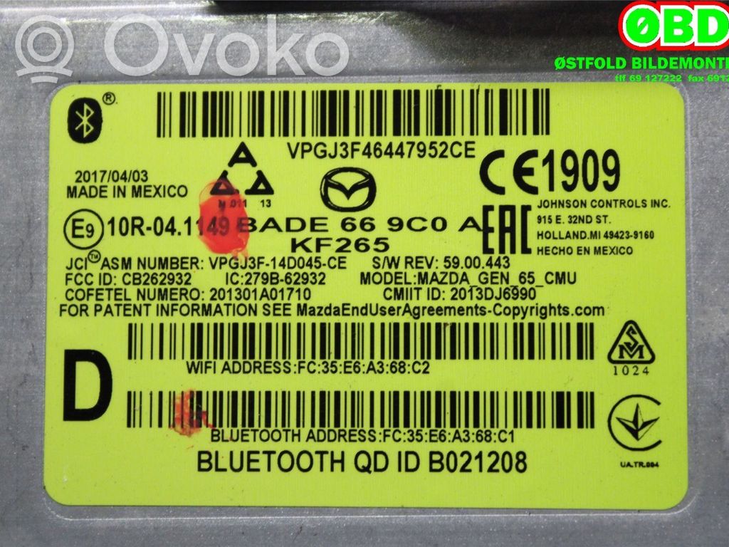 Mazda 2 Kit del sistema de audio 
