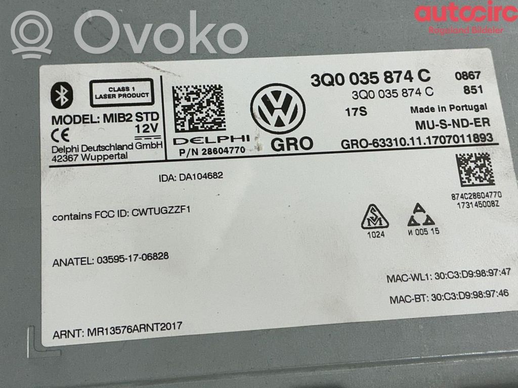 Volkswagen Tiguan Unitate principală radio/CD/DVD/GPS 