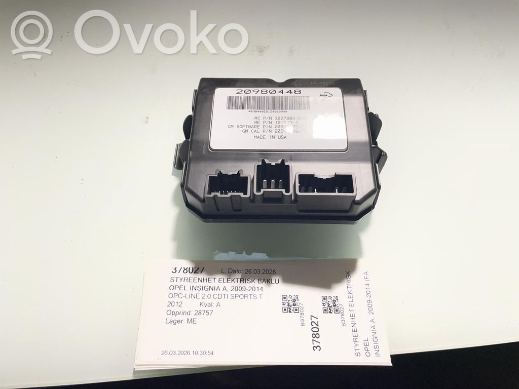 Opel Insignia A Tailgate/trunk control unit/module 