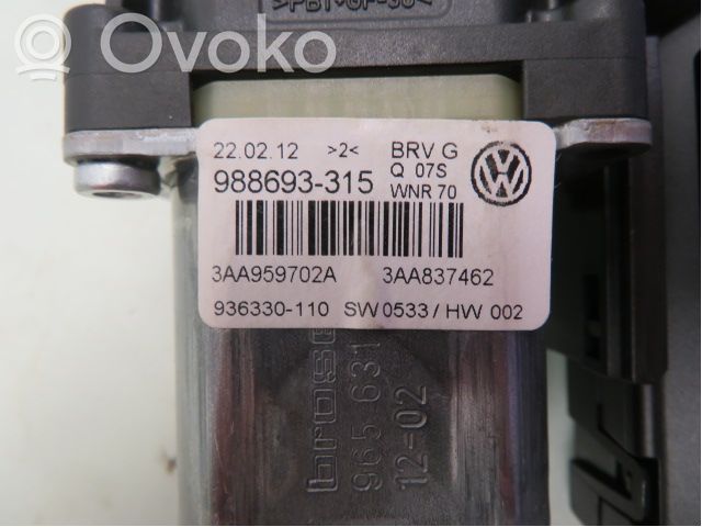 Volkswagen PASSAT B7 Regulador de ventanilla eléctrico de puerta delantera