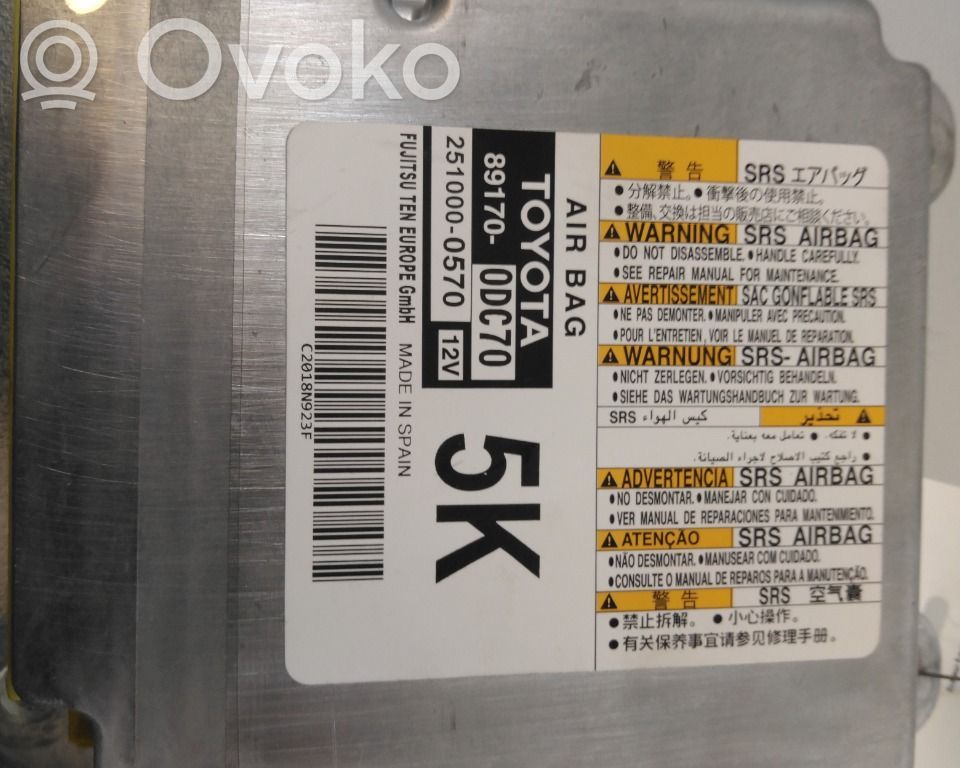 Toyota Yaris Module de contrôle airbag