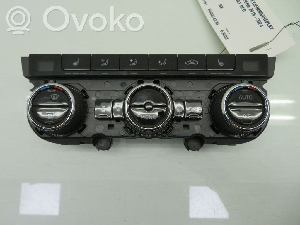 Skoda Superb B8 (3V) Console centrale, commande chauffage/clim 