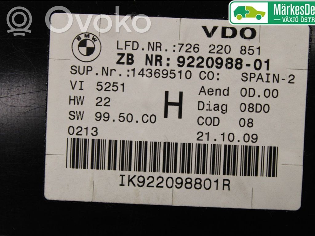 BMW 3 E90 E91 Spidometras (prietaisų skydelis) 
