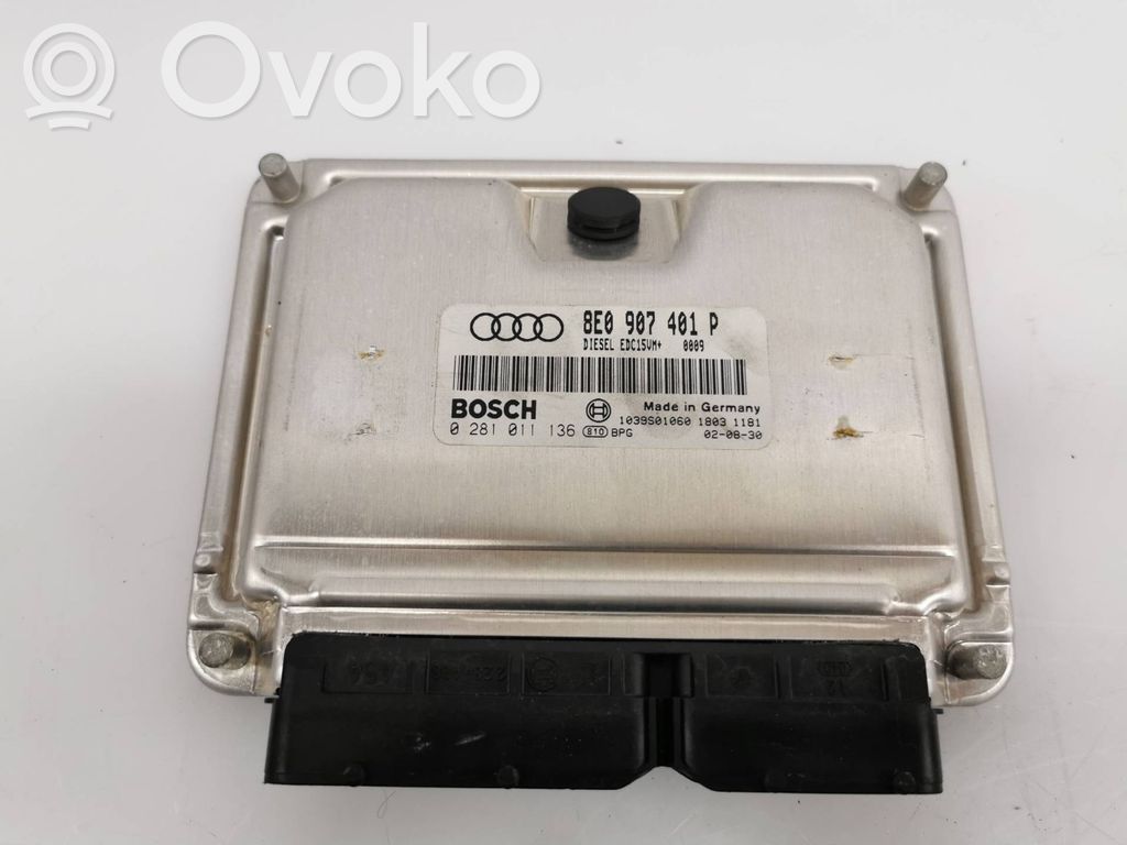 Engine control unit/module   8E0907401P,0281011136