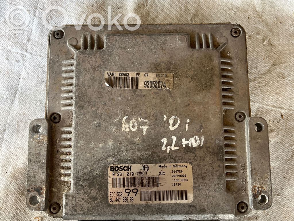 Engine control unit/module   0281010765,92052074,9644199680