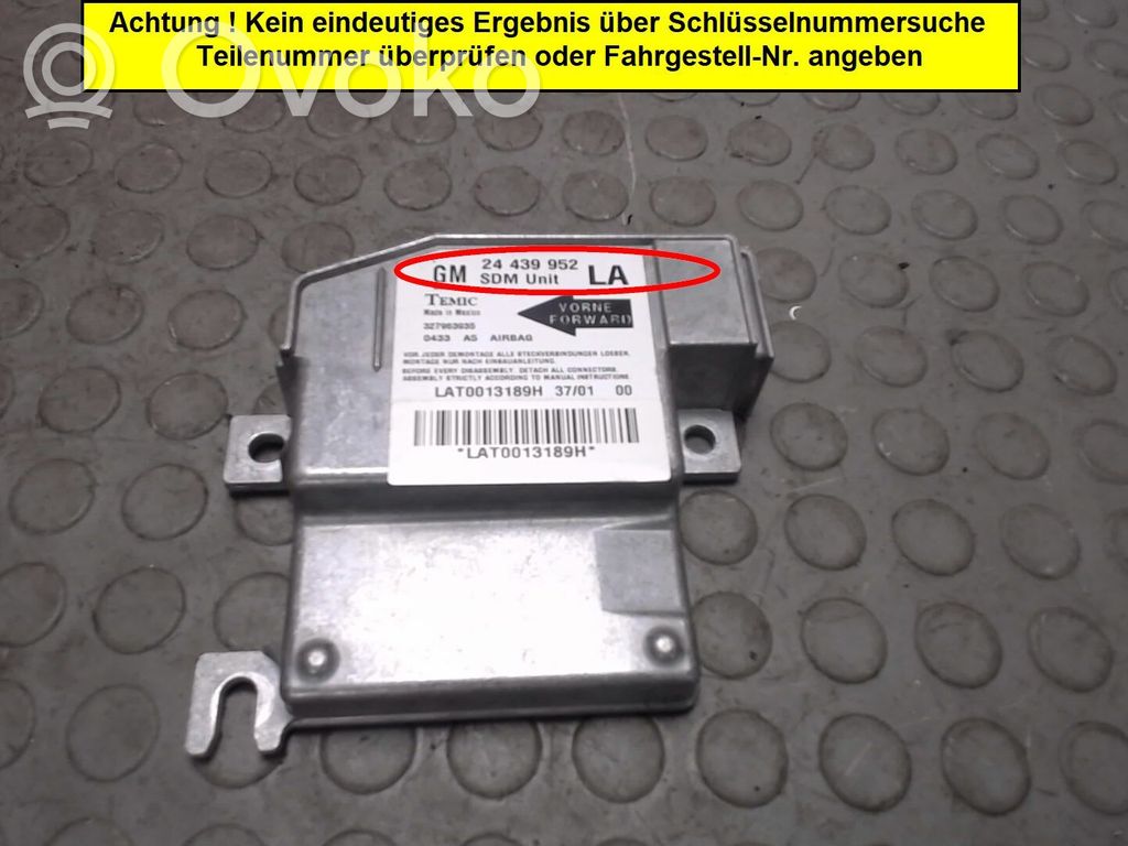 Unidad de control/módulo del Airbag   93172321,24439952