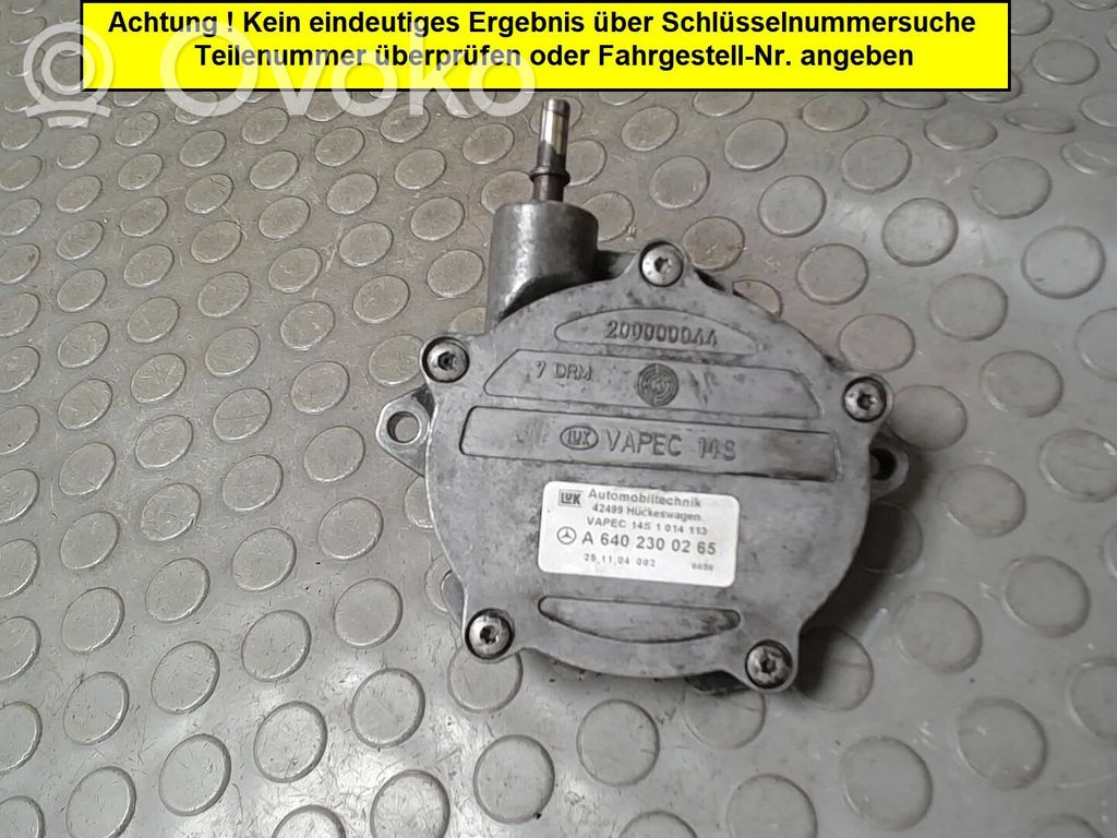 Mercedes-Benz A W169 Pompa a vuoto