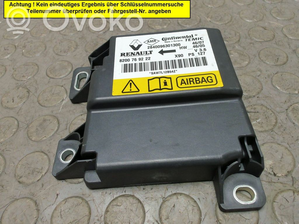 Airbag control unit/module   8200769222,8201163278