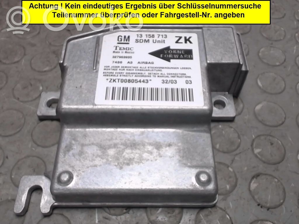 Opel Meriva A Unitate/modul de comandă airbaguri