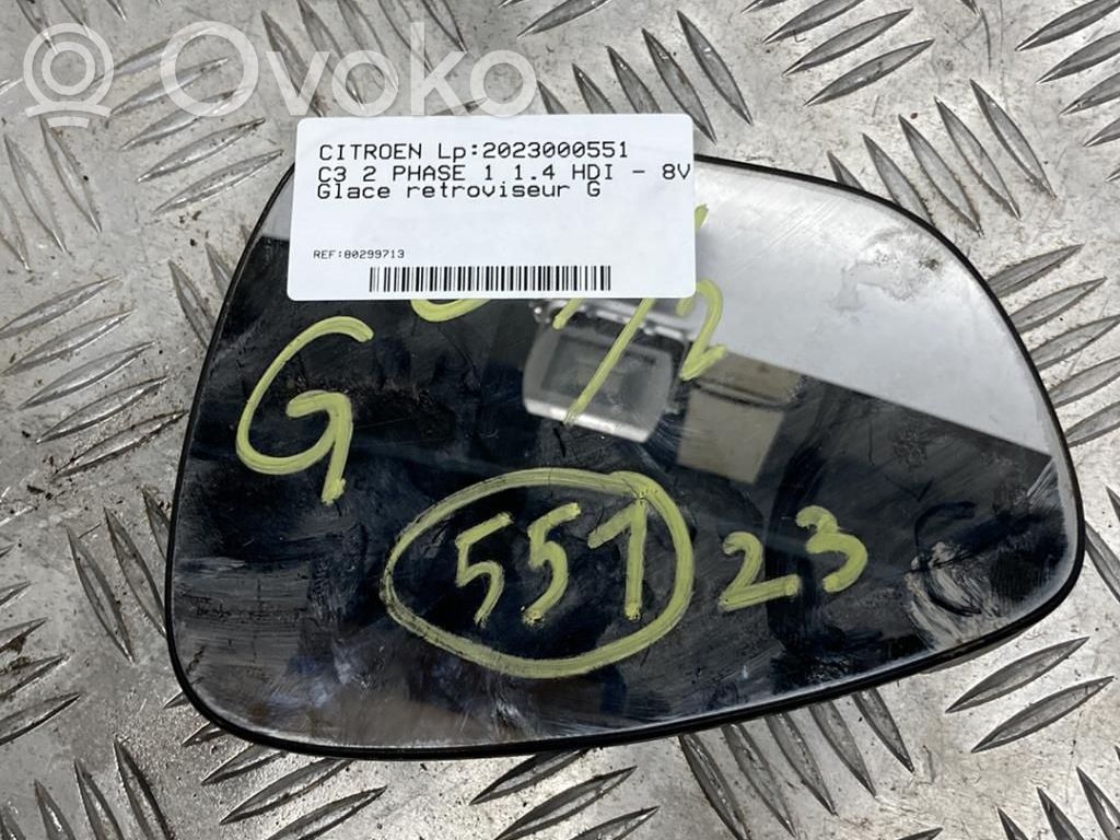Citroen C3 Spoguļa stikls 