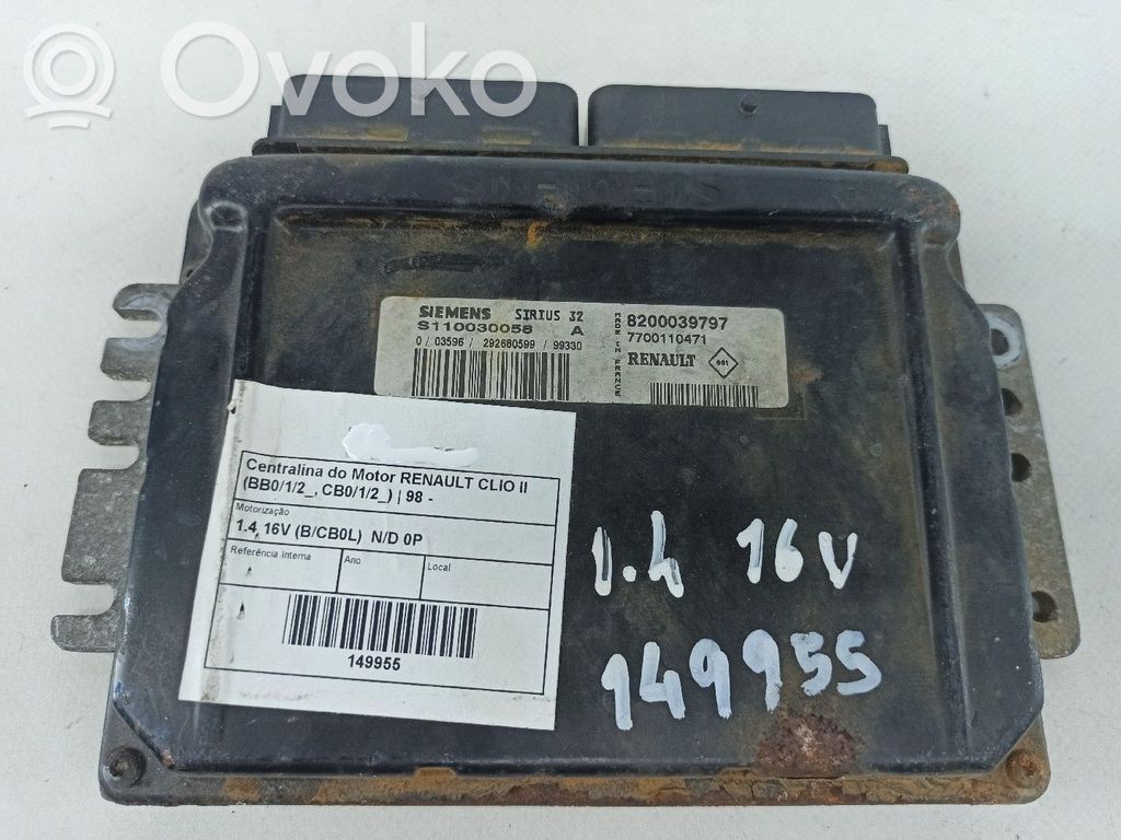Moottorin ohjainlaite/moduuli   8200039797,7700110471,S1100300058