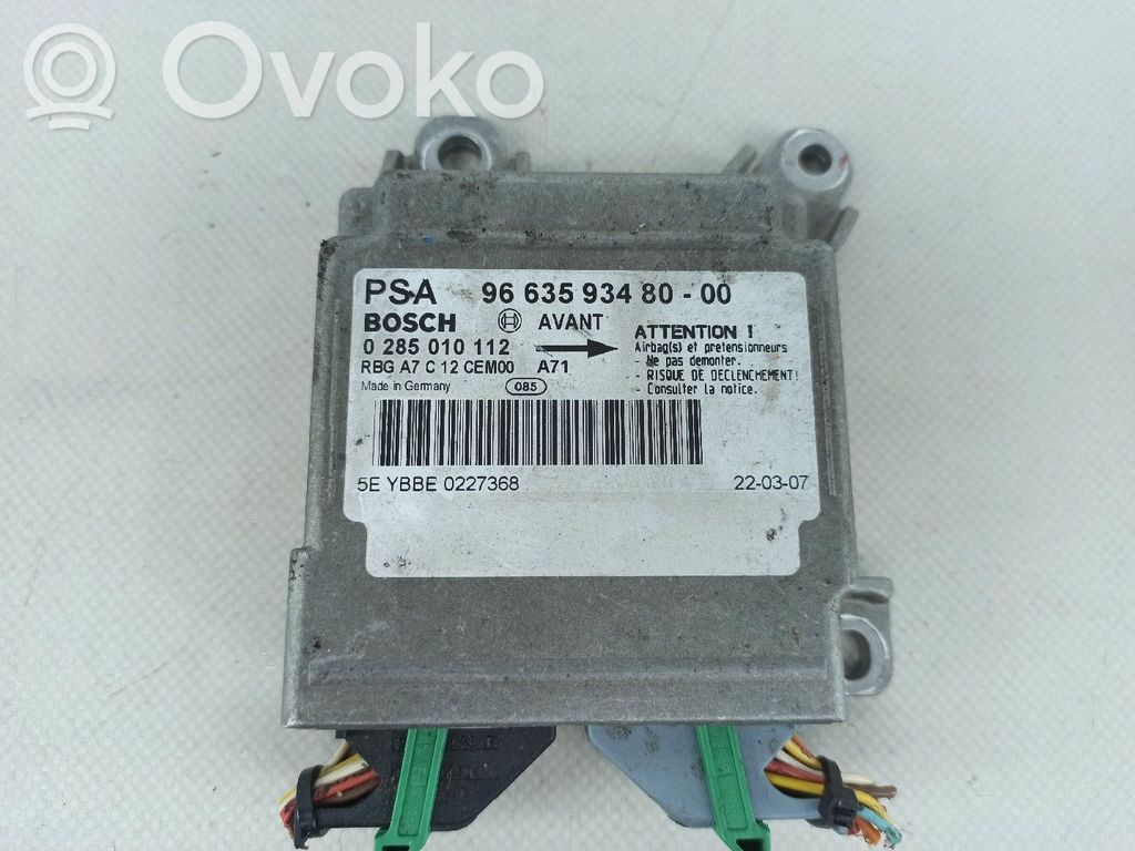 Centralina/modulo airbag   9663593480,0285010112