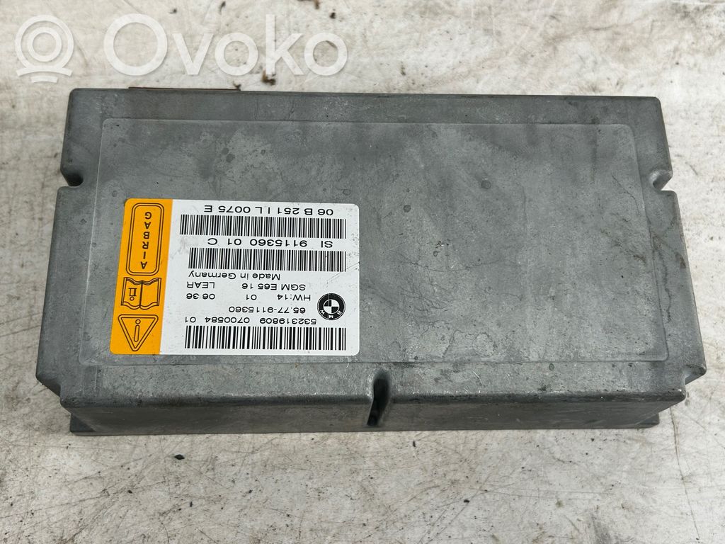 BMW 7 E65 E66 Unidad de control/módulo del Airbag 